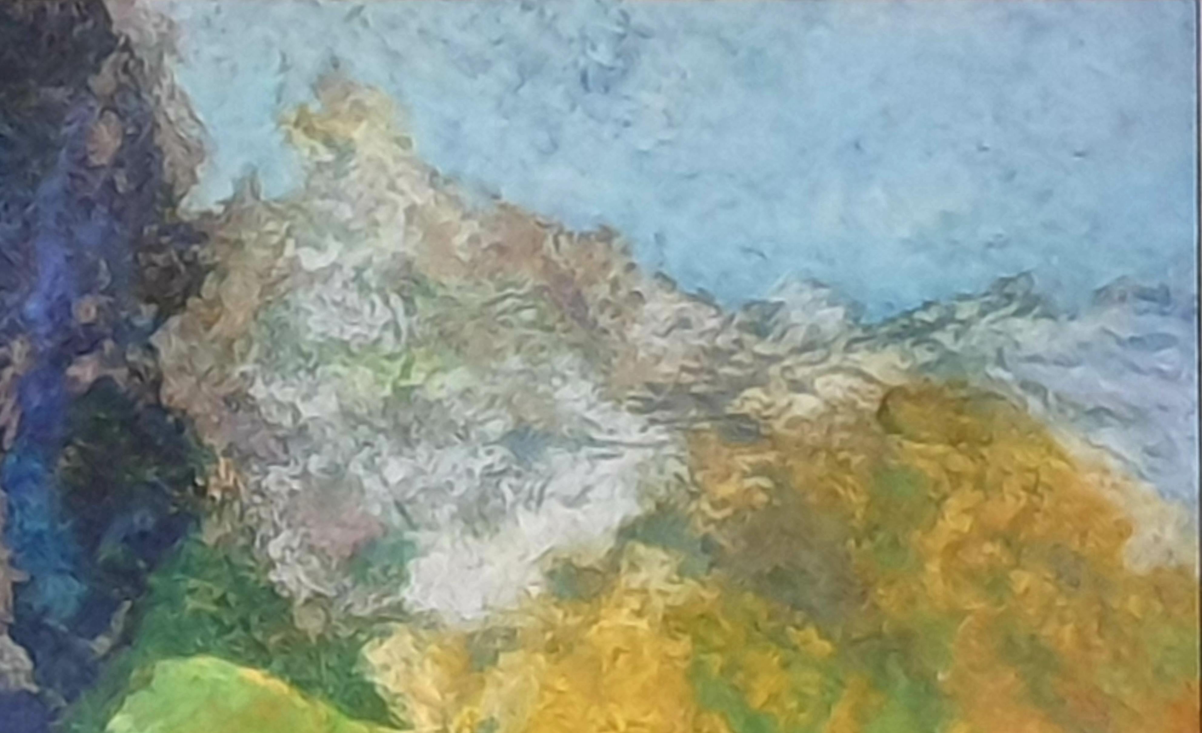 Pastel y acrílico francés surrealista contemporáneo sobre papel, Paisaje provenzal. 6