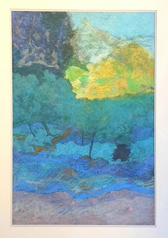 Contemporary Surrealist French Pastel and Acrylic on Paper, Provençal Landscape.
