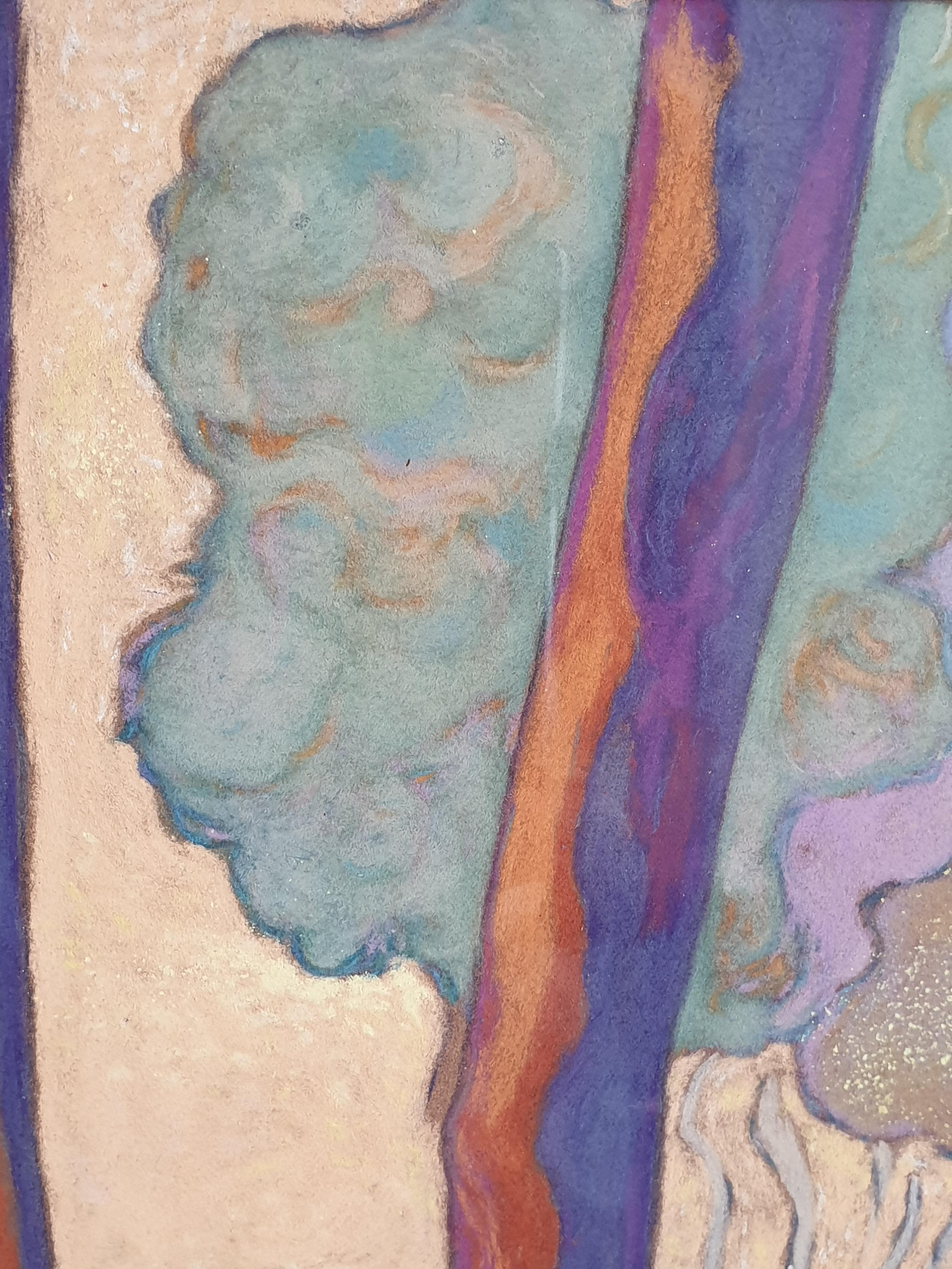 Acrilico e pastello impressionista contemporaneo. Foresta di lillà, Provenza'. in vendita 4