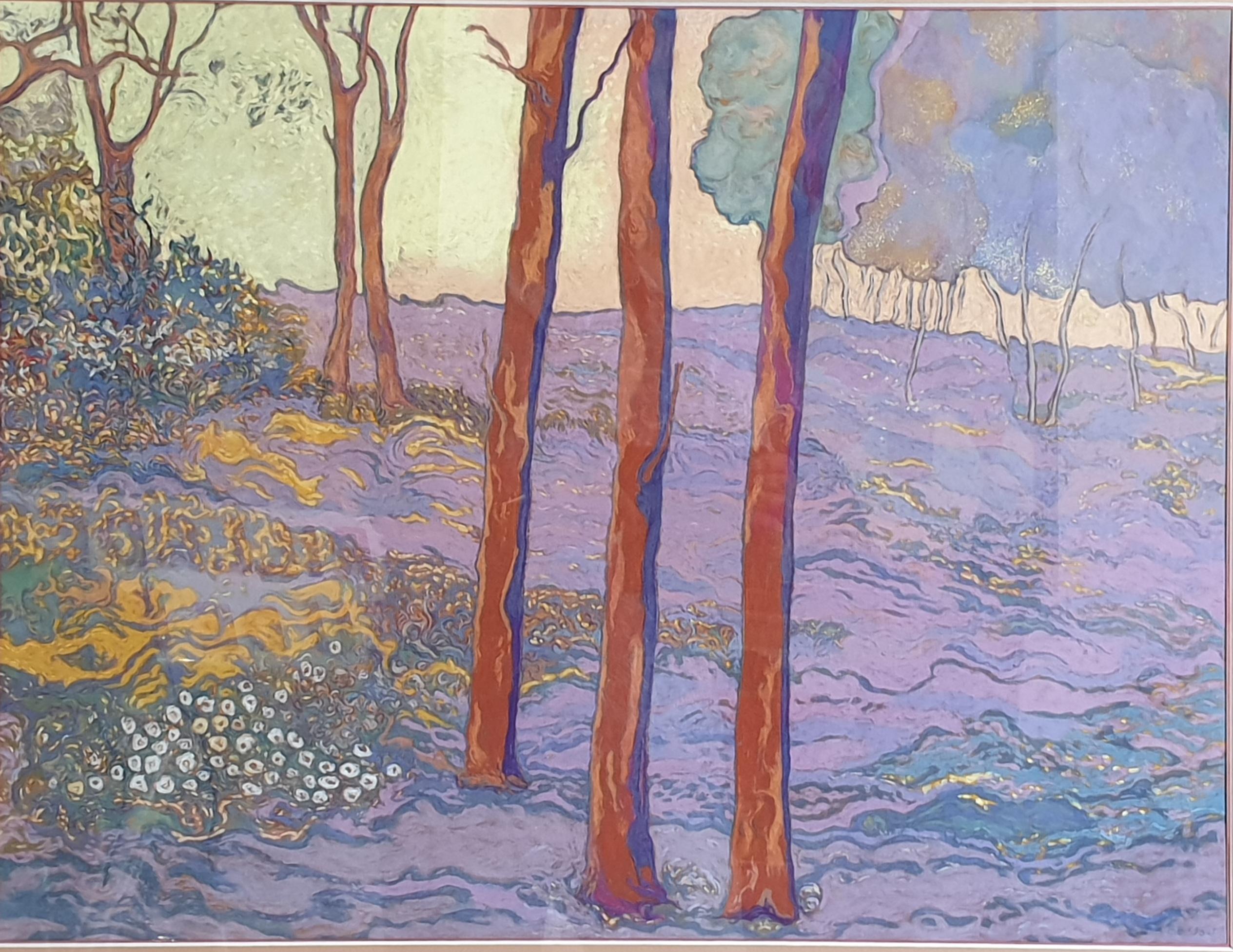 Francis Besson Landscape Painting - Forest In Lilac, Provence.