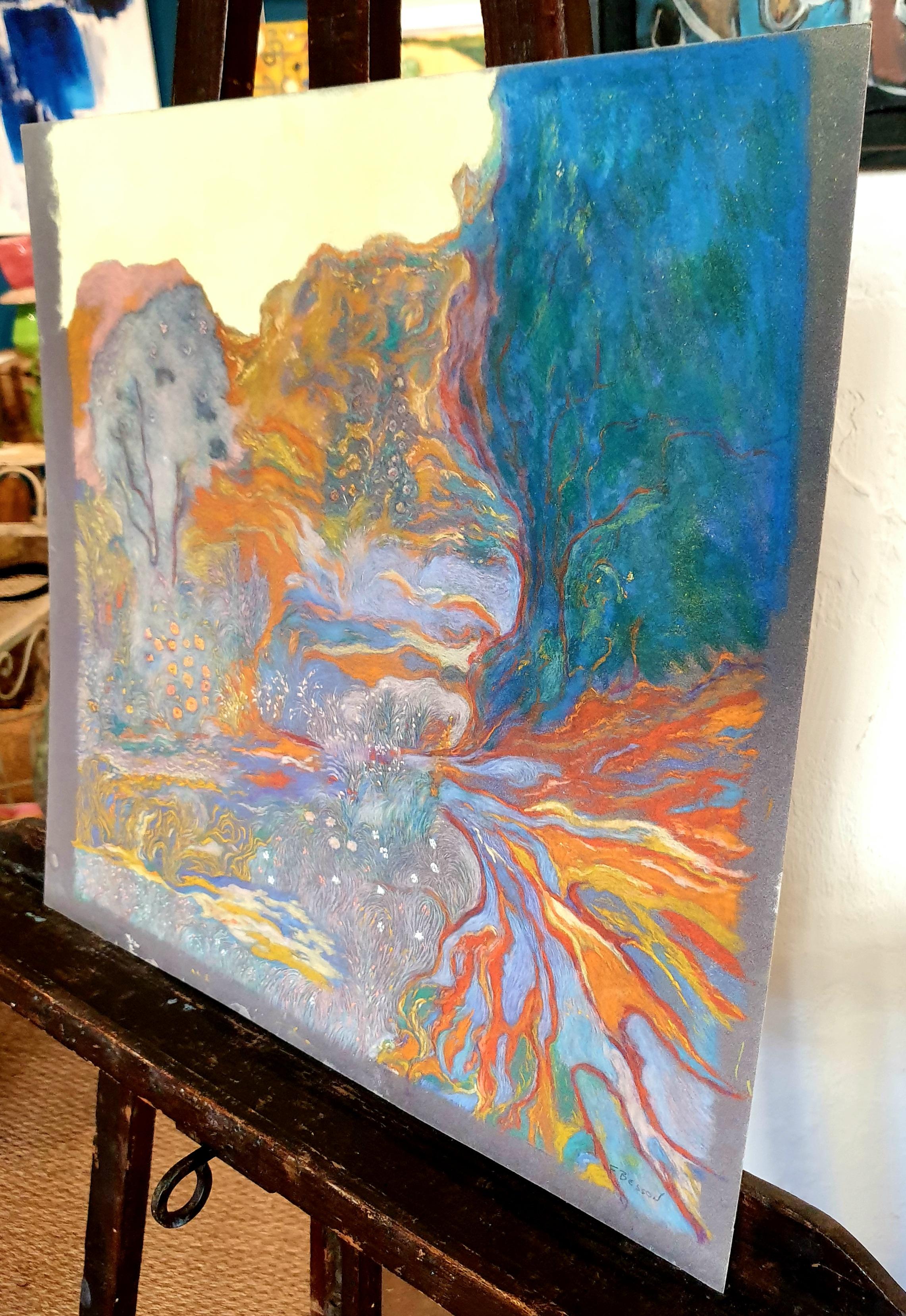 Pastel puntillista impresionista francés. La Garrigue', Provenza. en venta 11