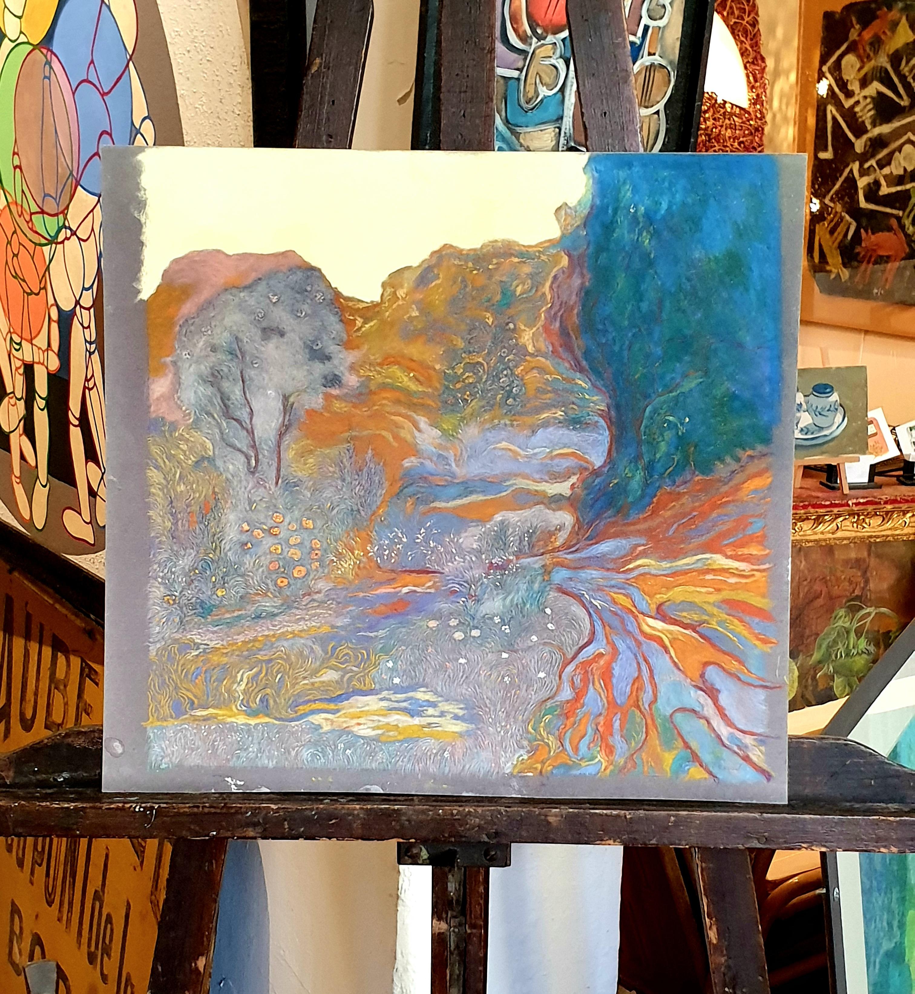 Pastel puntillista impresionista francés. La Garrigue', Provenza. en venta 12
