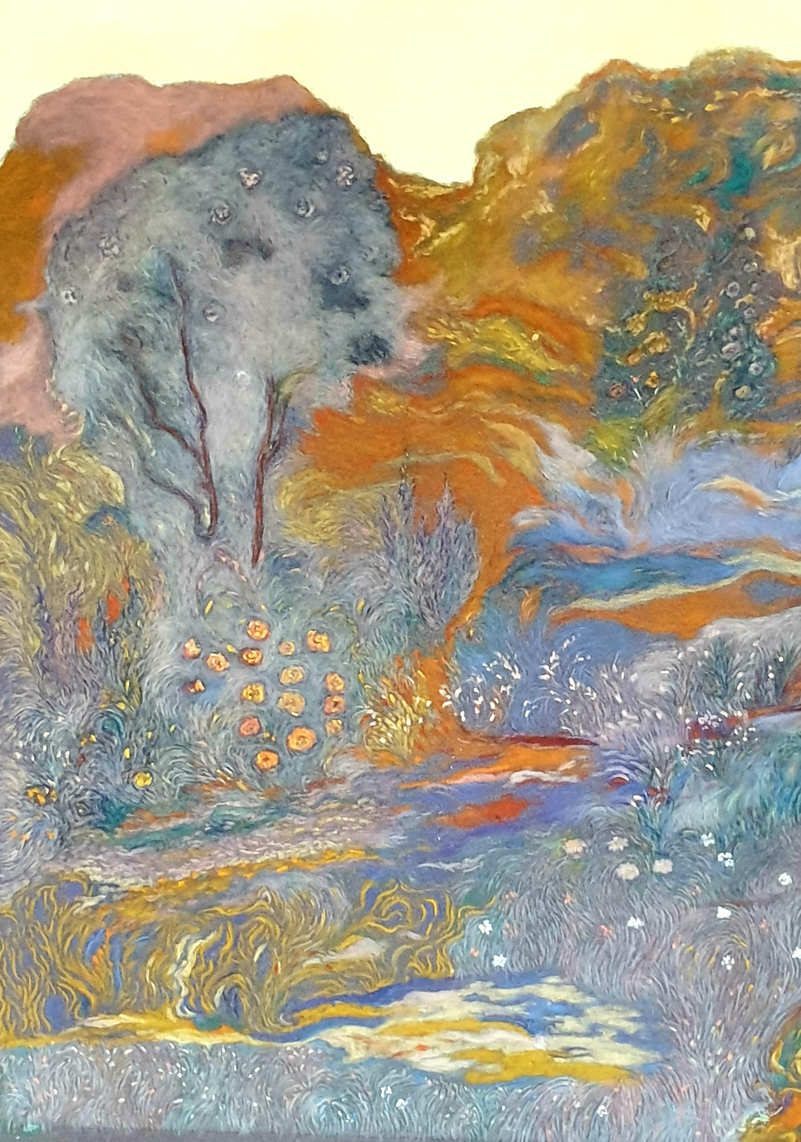 Pastel puntillista impresionista francés. La Garrigue', Provenza. - Painting de Francis Besson