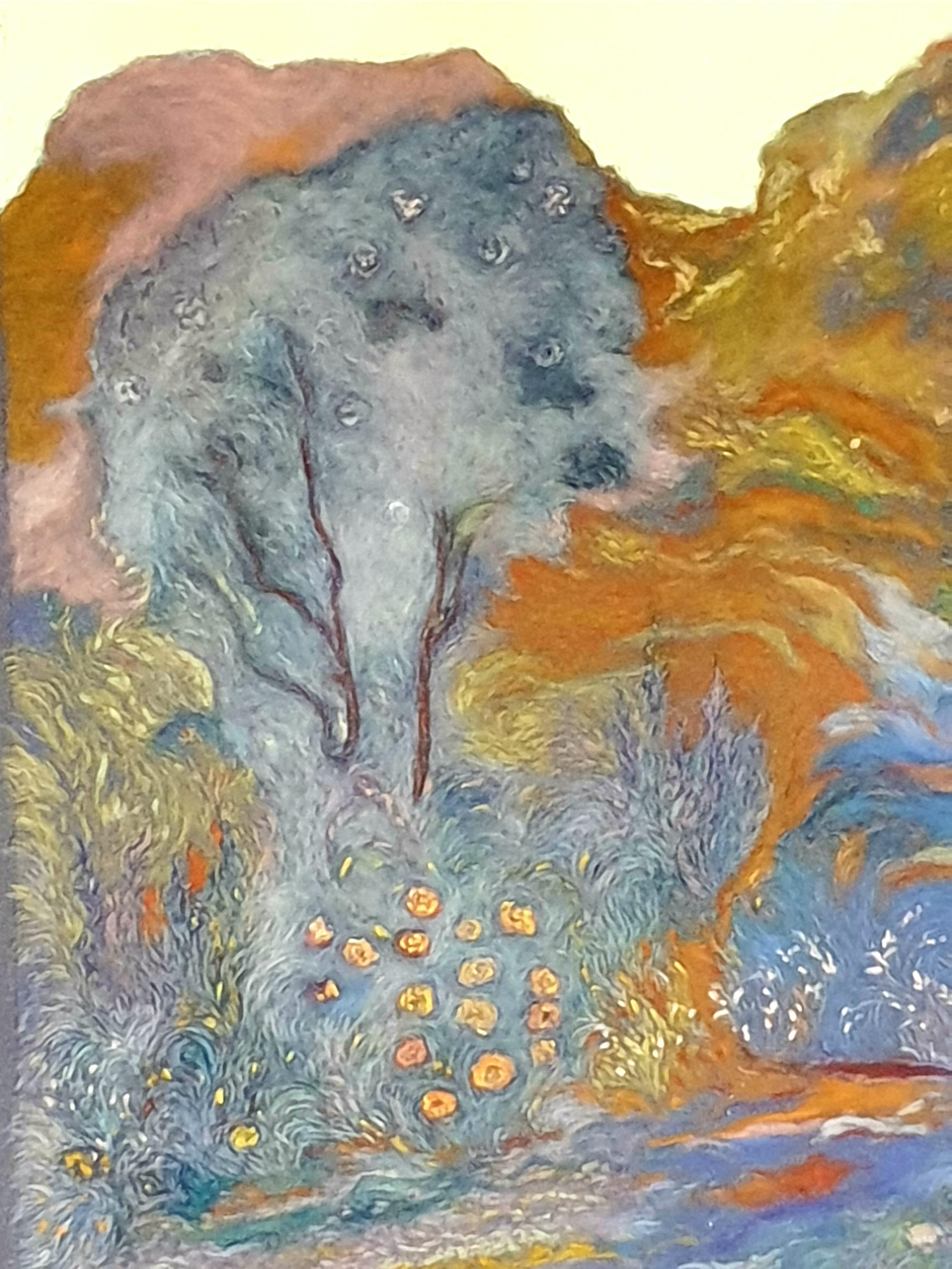 Pastel puntillista impresionista francés. La Garrigue', Provenza. - Painting Contemporáneo de Francis Besson