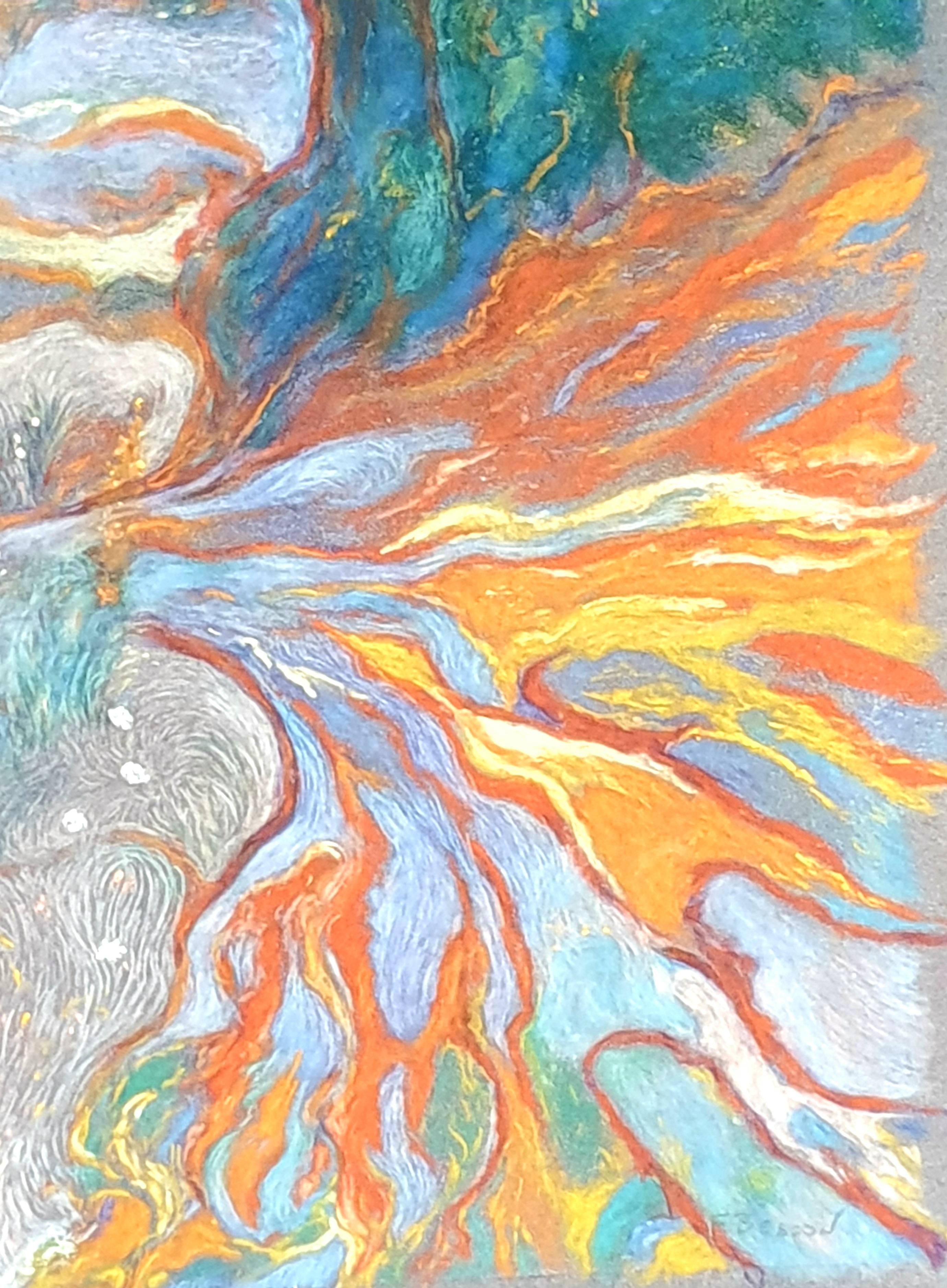 Pastel puntillista impresionista francés. La Garrigue', Provenza. en venta 1