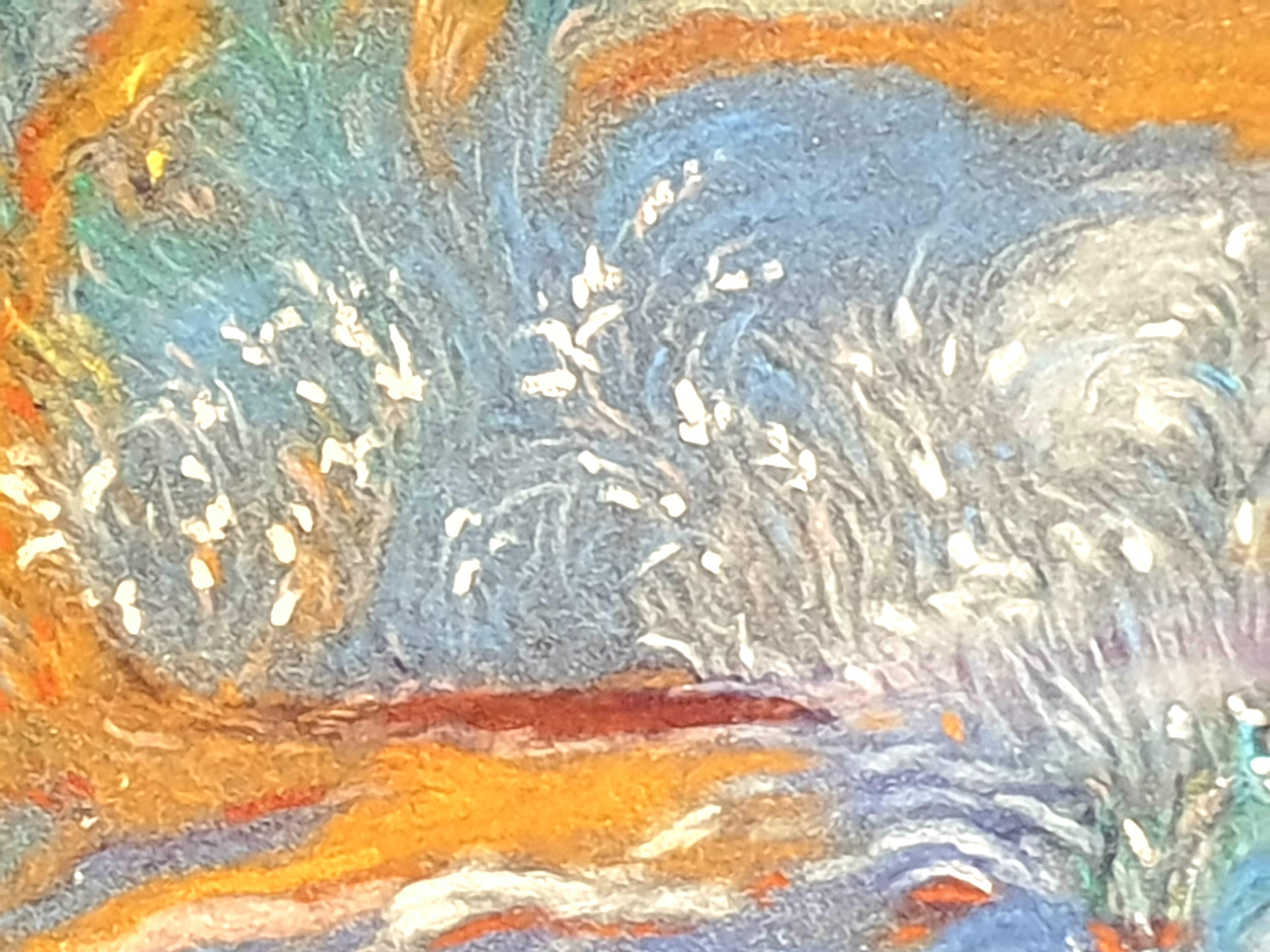 Pastel puntillista impresionista francés. La Garrigue', Provenza. en venta 3