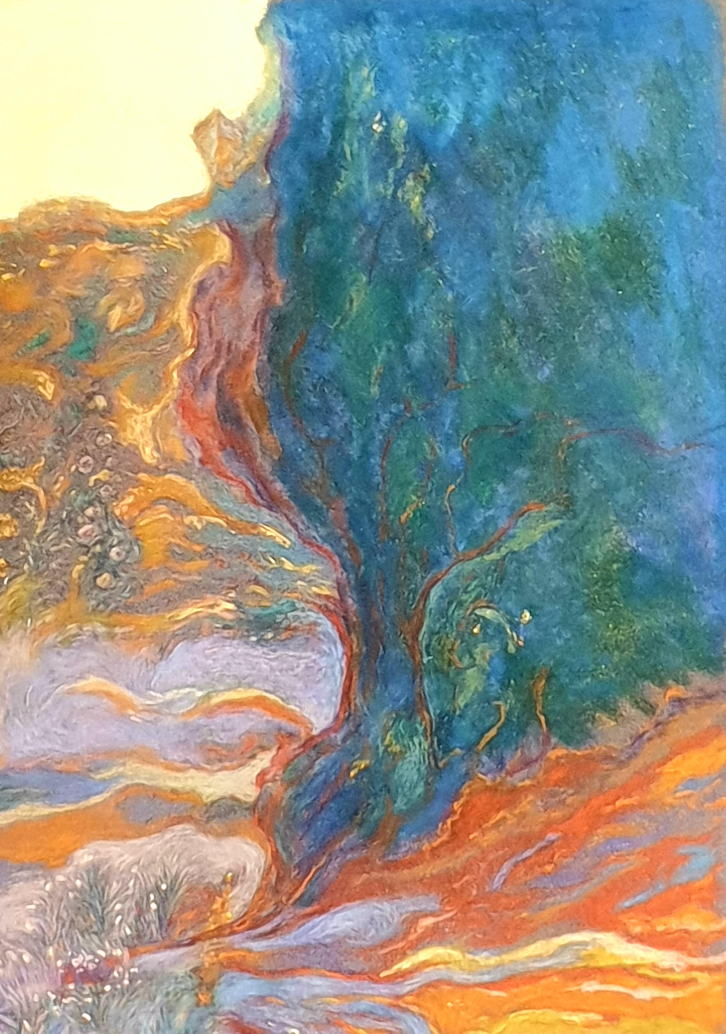 Pastel puntillista impresionista francés. La Garrigue', Provenza. en venta 4