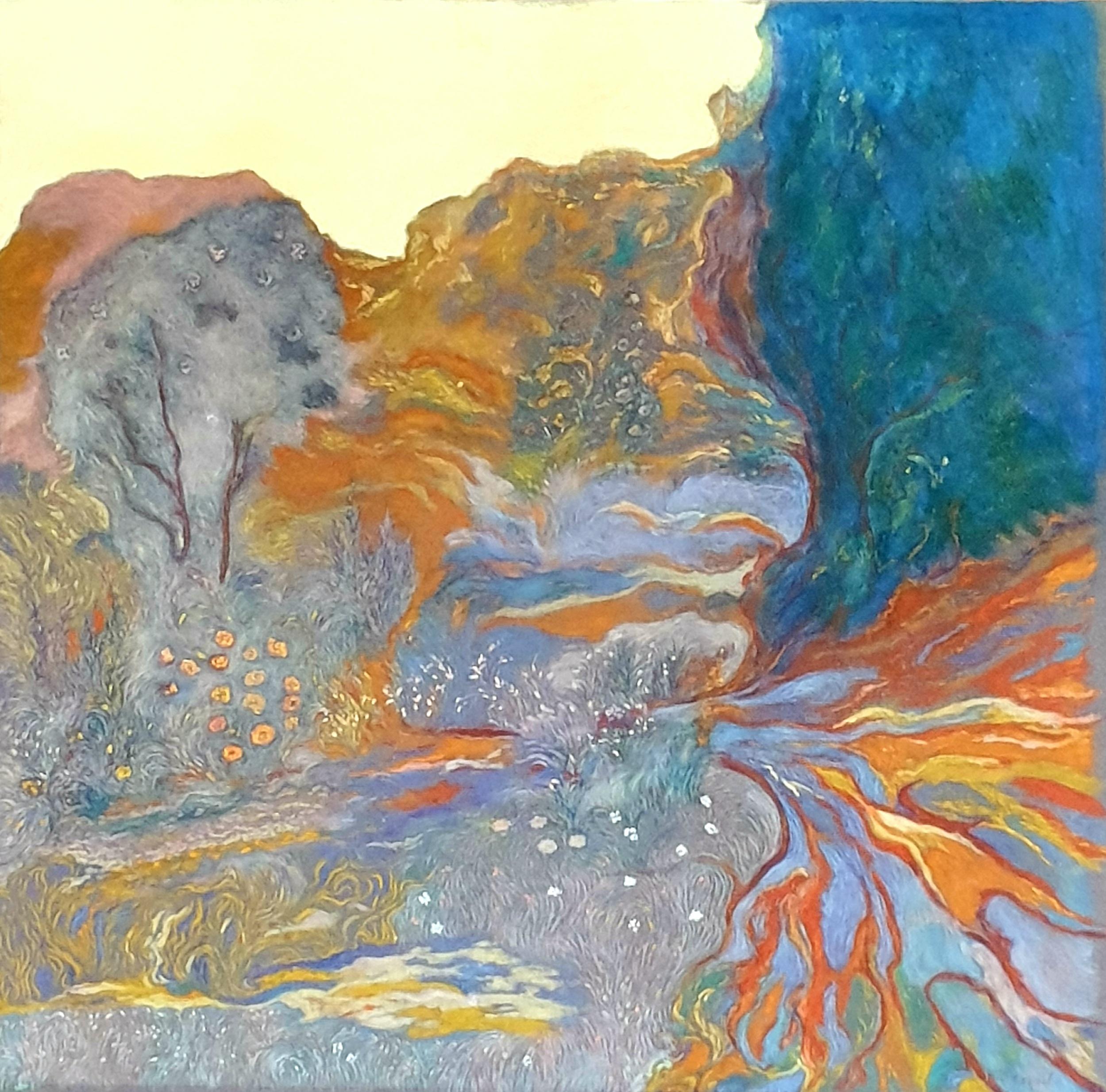 French Impressionist Pointillist Pastel. 'La Garrigue', Provence.