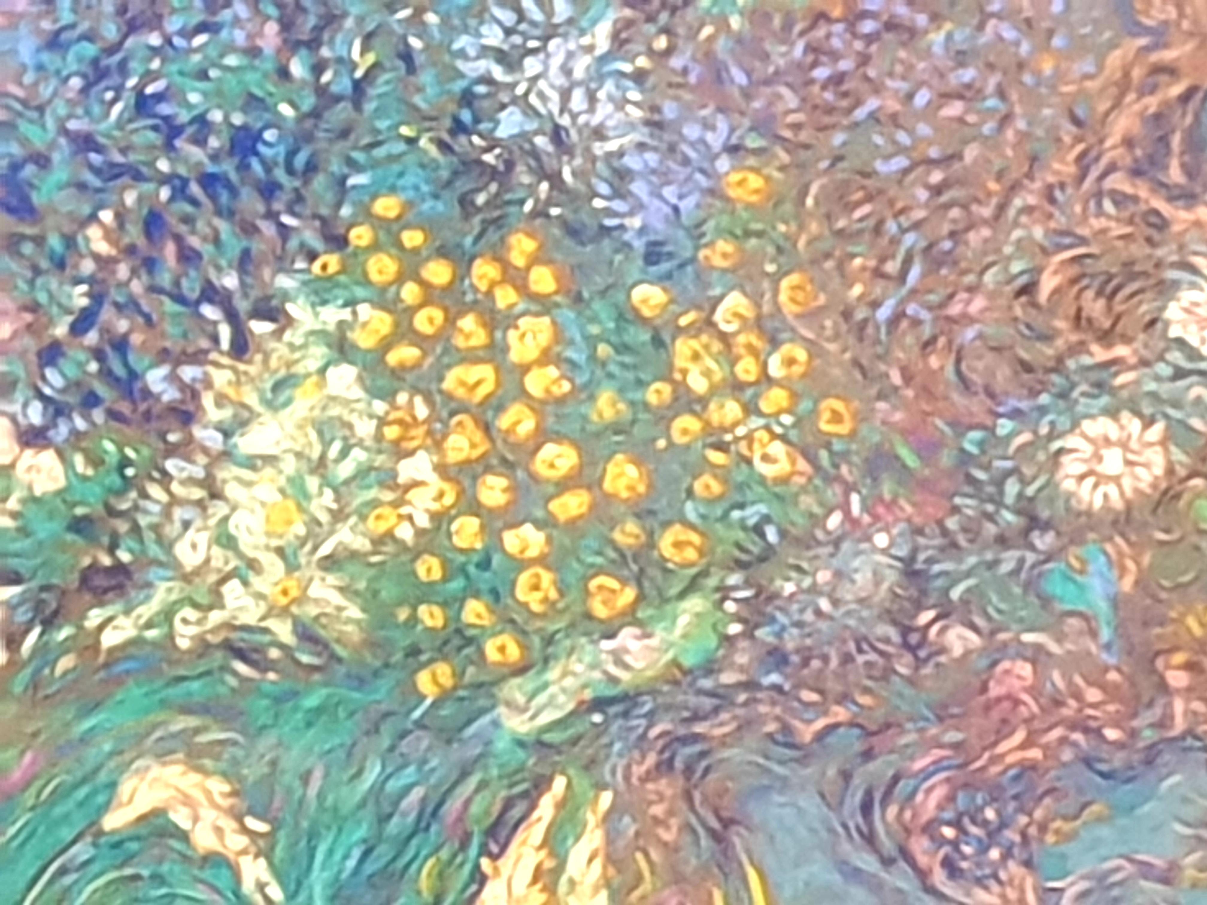 'Garden in Full Bloom', Impressionist Pointillist Pastel. For Sale 3