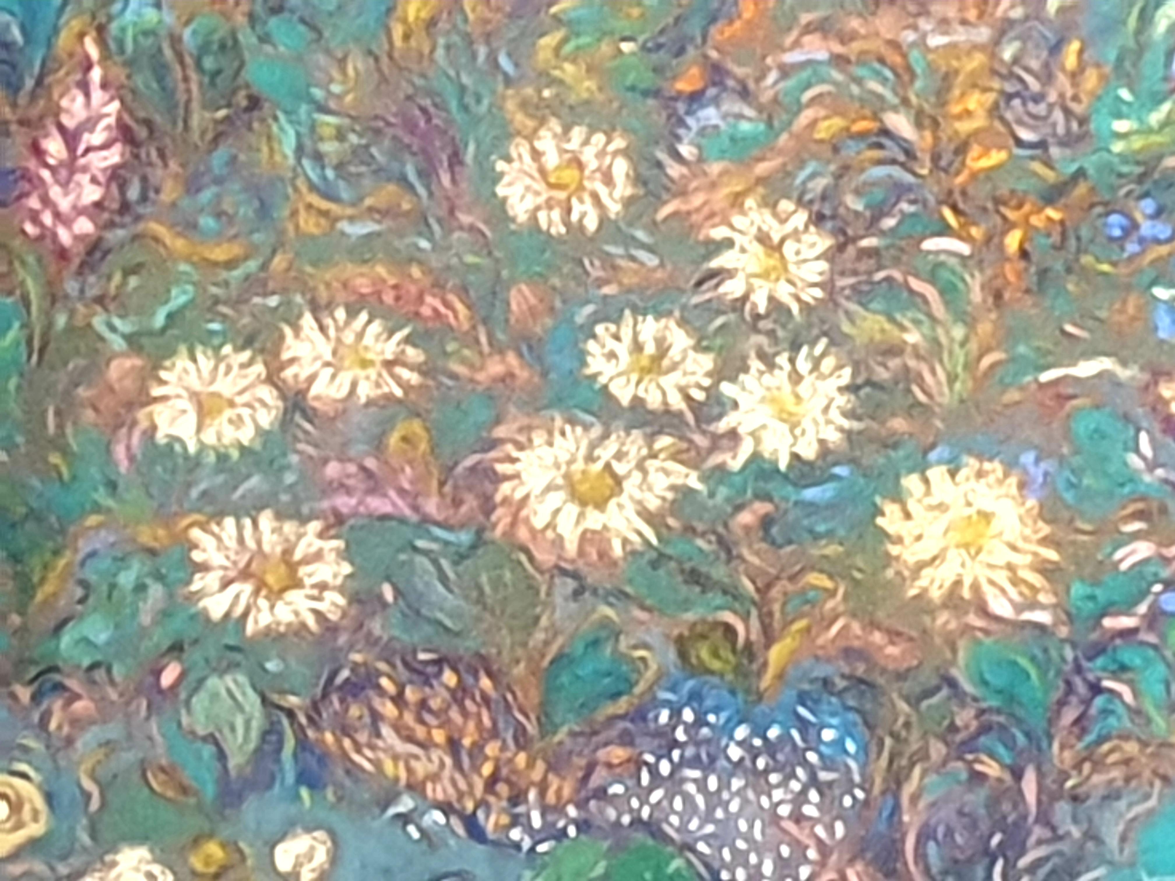 'Garden in Full Bloom', Impressionist Pointillist Pastel. For Sale 4