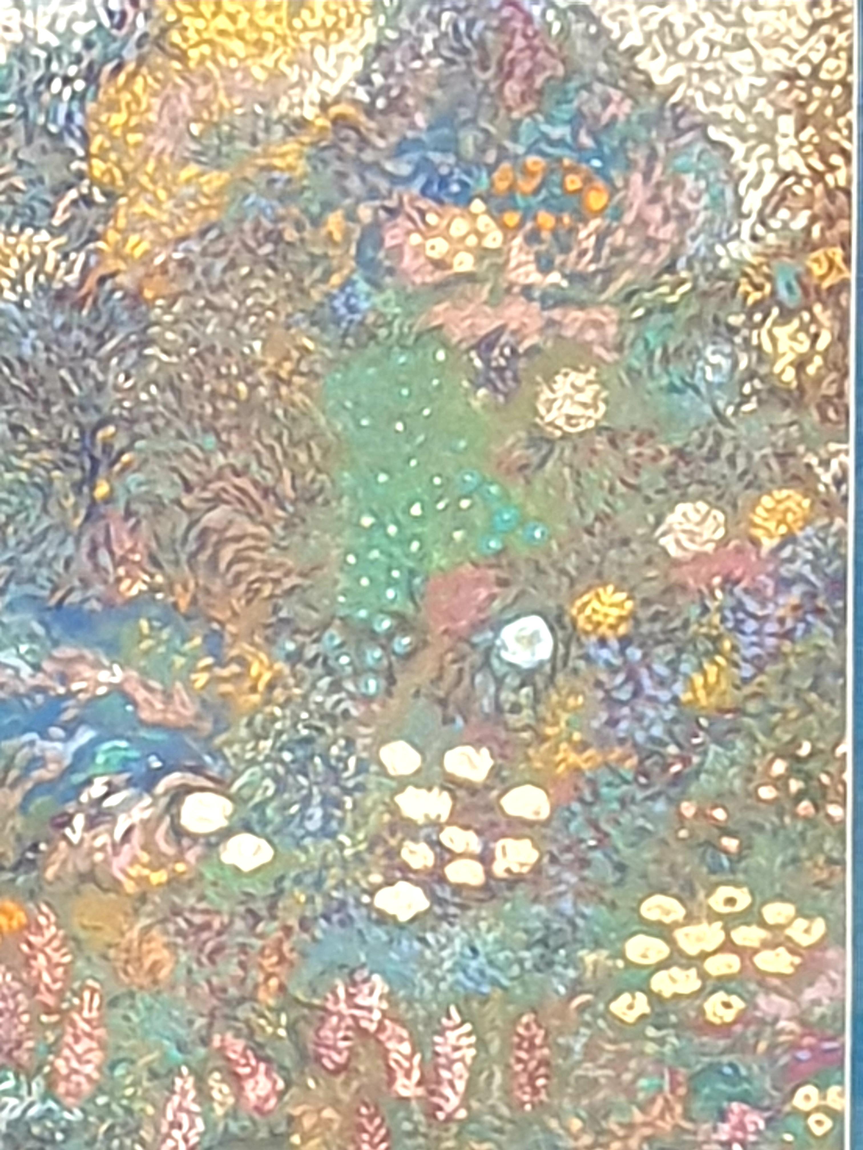'Garden in Full Bloom', Impressionist Pointillist Pastel. For Sale 6