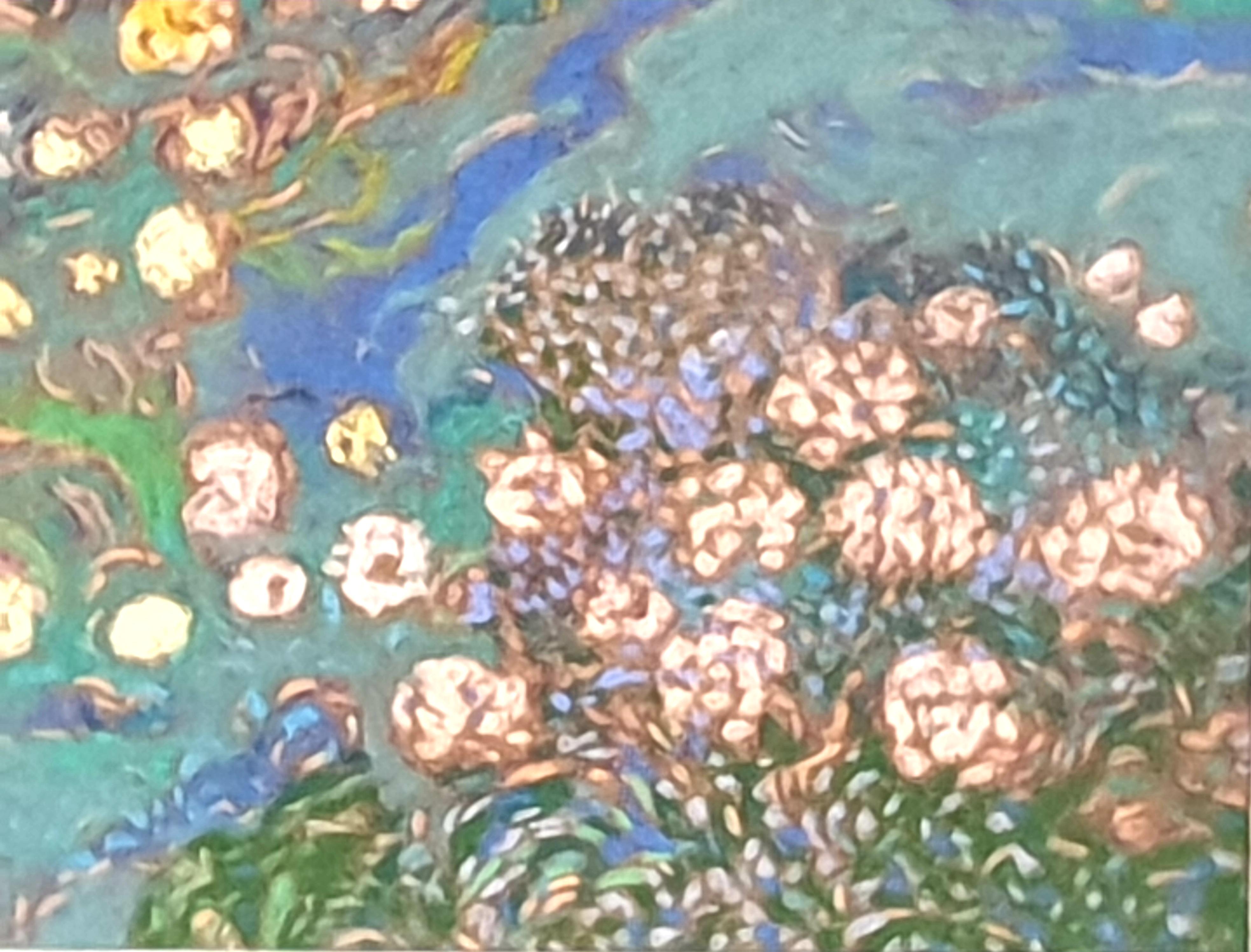 'Garden in Full Bloom', Impressionist Pointillist Pastel. For Sale 2
