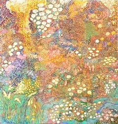 'Garden in Full Bloom', Impressionist Pointillist Pastel.