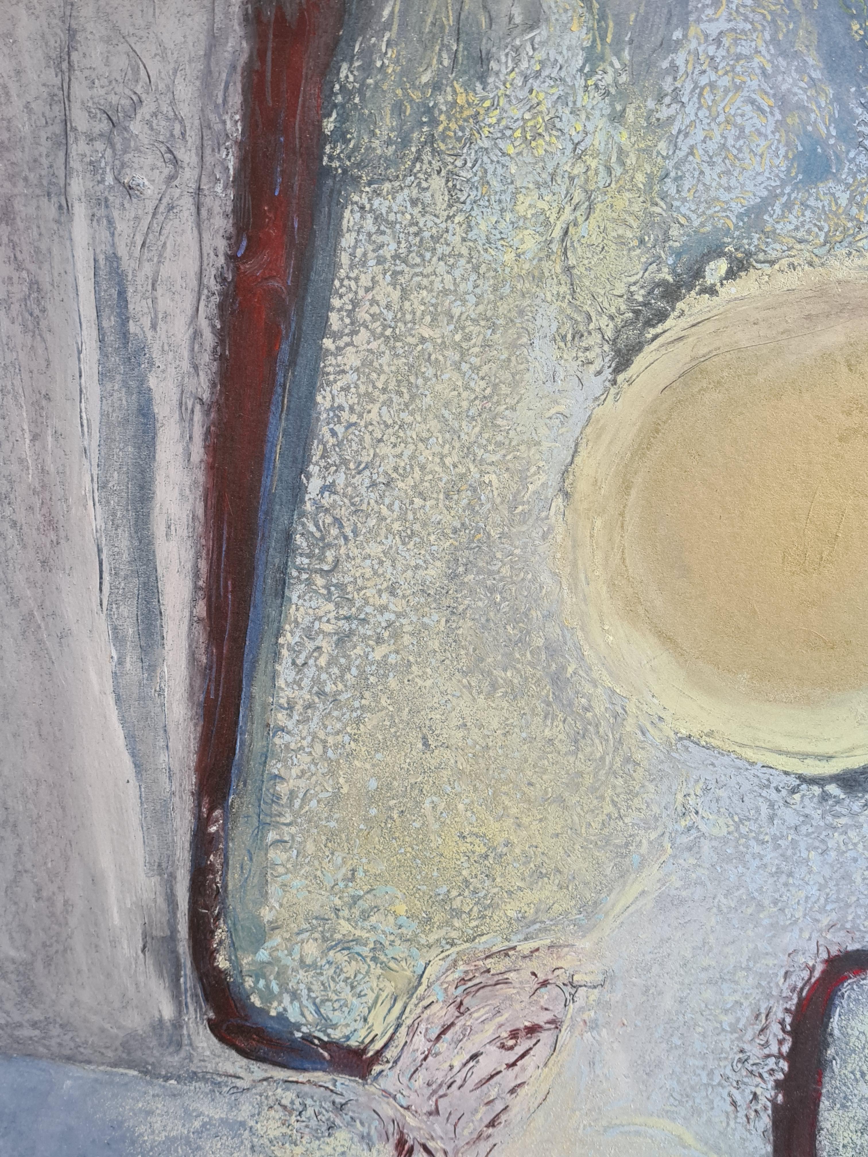 Sol, El Orbe Dorado, Pastel Contemporáneo Grande y Técnica Mixta sobre Papel. en venta 1
