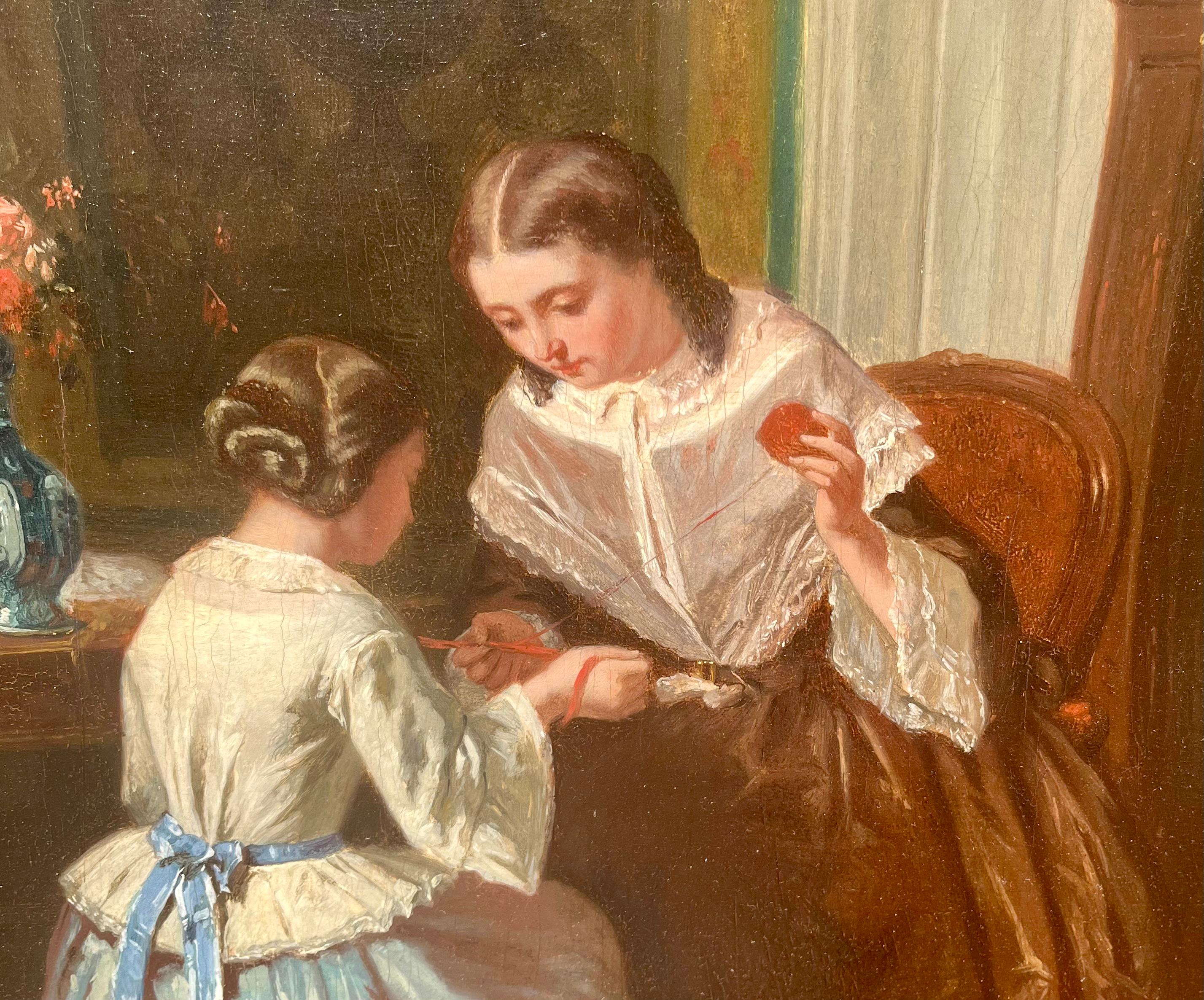 Young Ladies Sewing - Painting by Francis Blackwell Mayer
