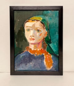 A Captivating 1930s Portrait of a Young Woman, "Green Scarf" by Francis Chapin