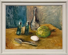 Un dipinto a olio su masonite degli anni '30 raffigurante il piano di un tavolo, opera di Francis Chapin