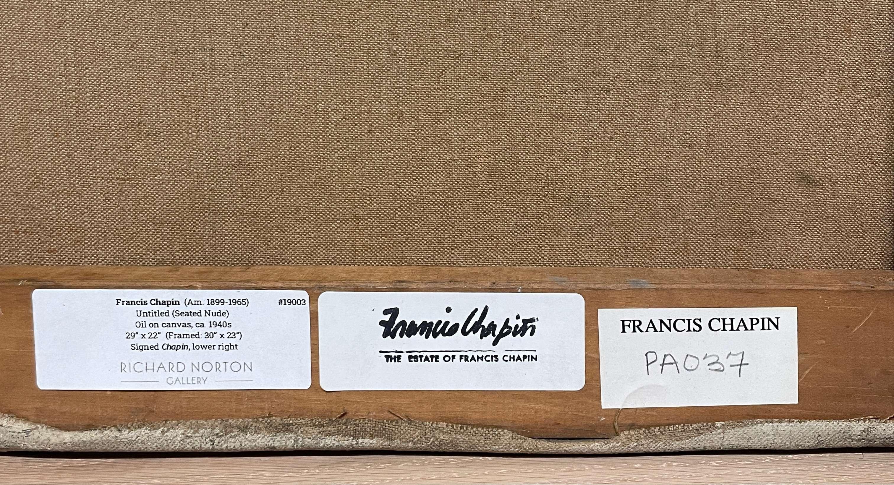 Un dipinto del 1940 raffigurante un nudo femminile seduto in un paesaggio estivo, Scuola Ox-Bow in vendita 3
