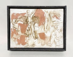 A 1950s, Modern Western Painting, Cowboys Wrangling Cattle by Francis Chapin