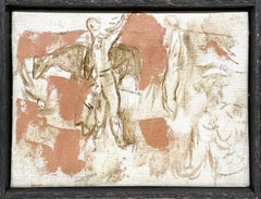 A 1950s, Modern Western Painting, Cowboys Wrangling Cattle by Francis Chapin