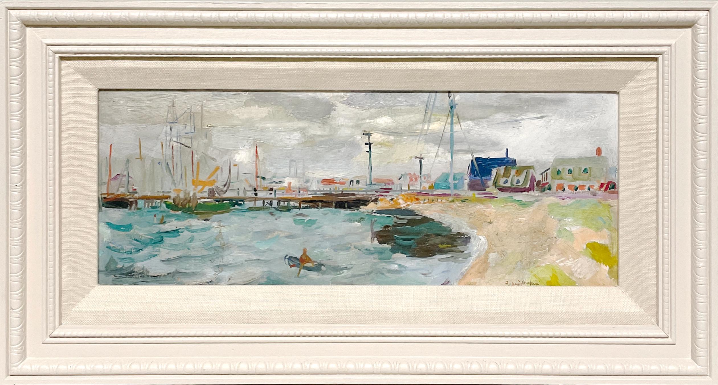 Francis Chapin Landscape Painting - A Bustling, 1950s Mid-Century Modern Summer Harbor Scene of Martha
s Vineyard