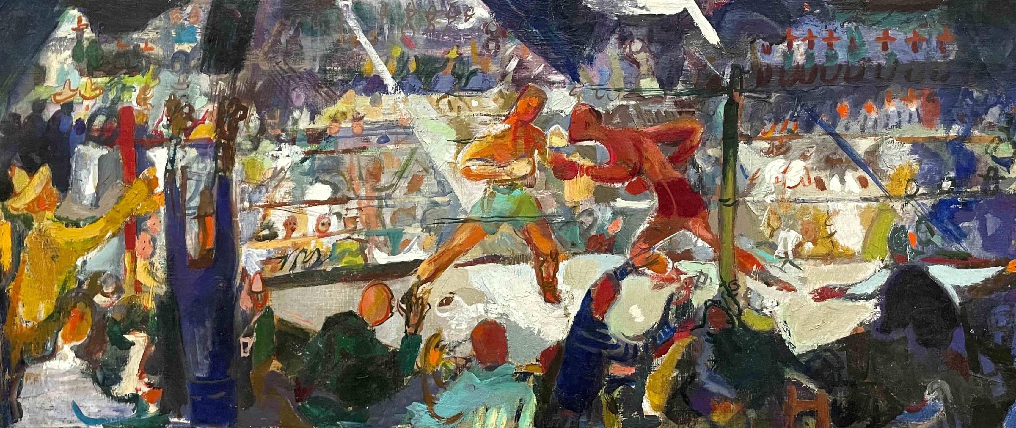 A ca. 1935 painting of a boxing match in Mexico by artist Francis Chapin.  Image size:  12" x 28".  Framed size:  15 1/2" x 31 1/2".  Provenance:  Estate of the artist.

Francis Chapin, affectionately called the “Dean of Chicago Painters” by his