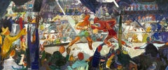 Un dipinto del 1935 circa di un incontro di boxe a Città del Messico dell'artista Francis Chapin
