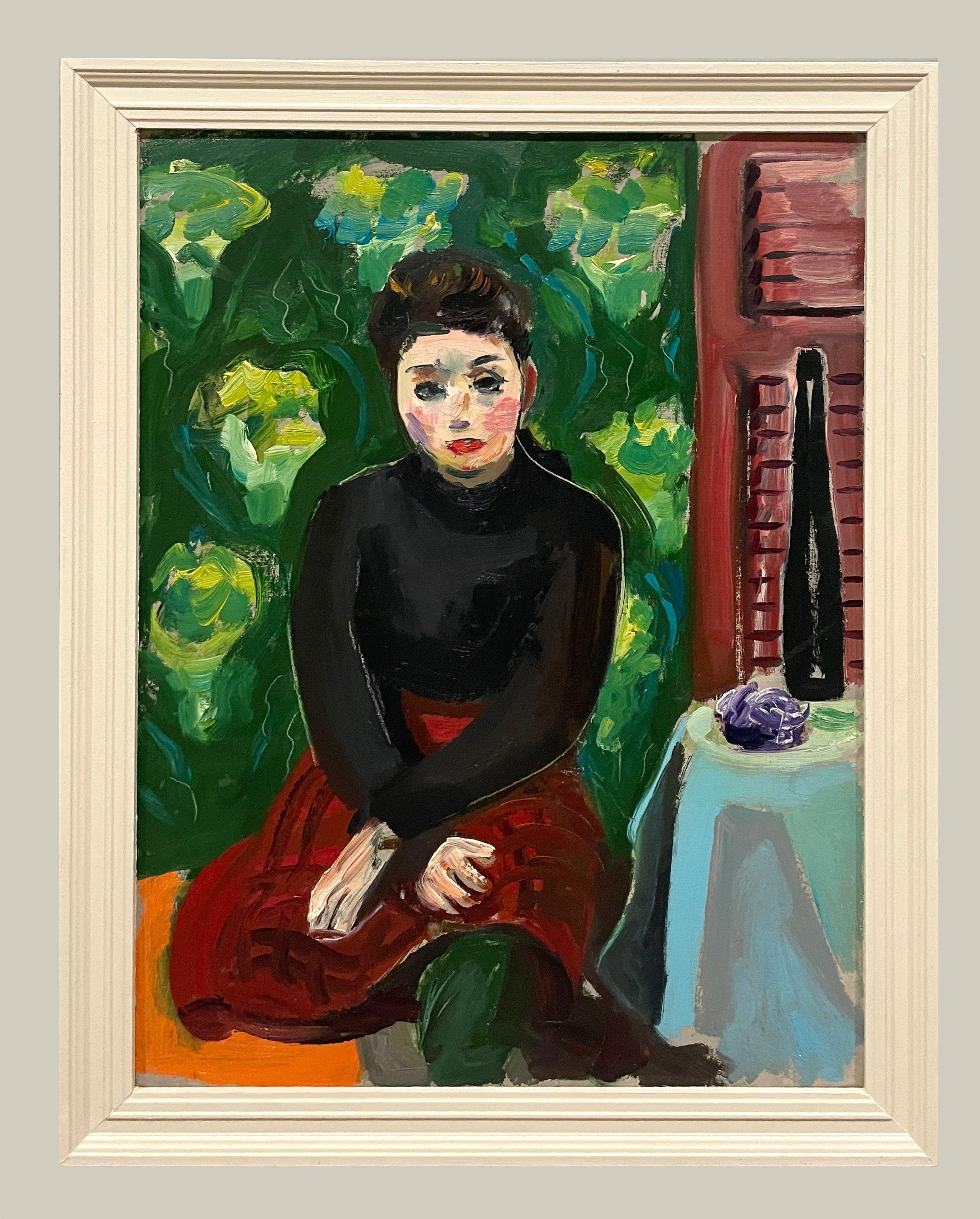 Captivant portrait moderne d'une jeune femme peint par Francis Chapin dans les années 1930 en vente 1