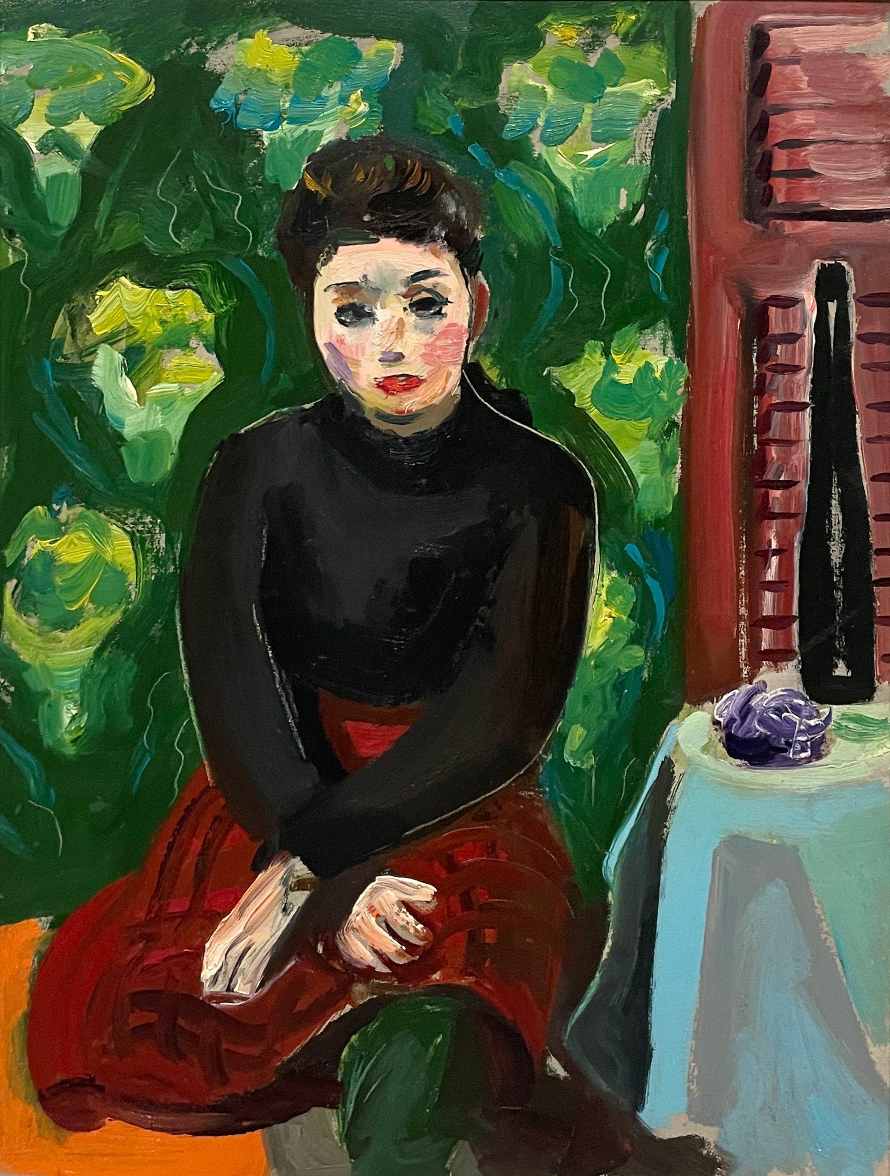 Captivant portrait moderne d'une jeune femme peint par Francis Chapin dans les années 1930 en vente 3