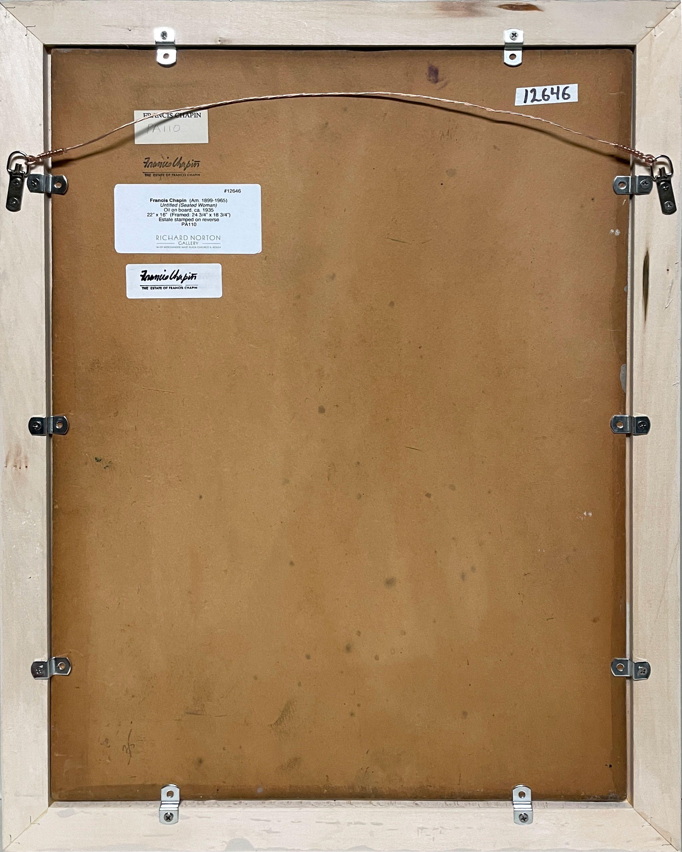 Captivant portrait moderne d'une jeune femme peint par Francis Chapin dans les années 1930 en vente 7
