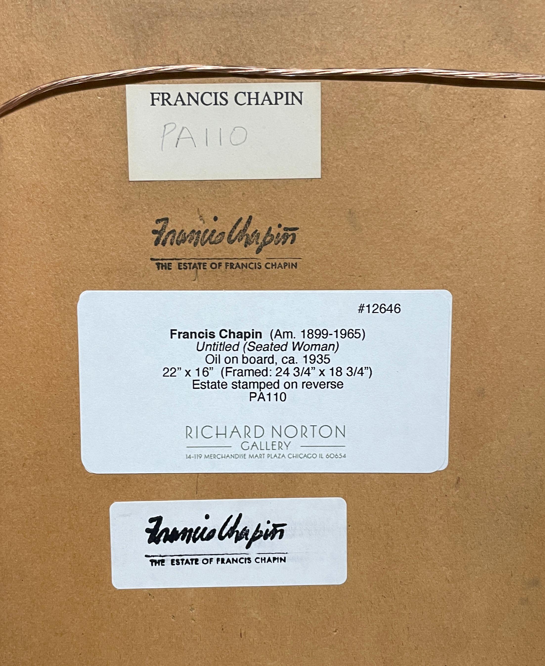 Captivant portrait moderne d'une jeune femme peint par Francis Chapin dans les années 1930 en vente 8