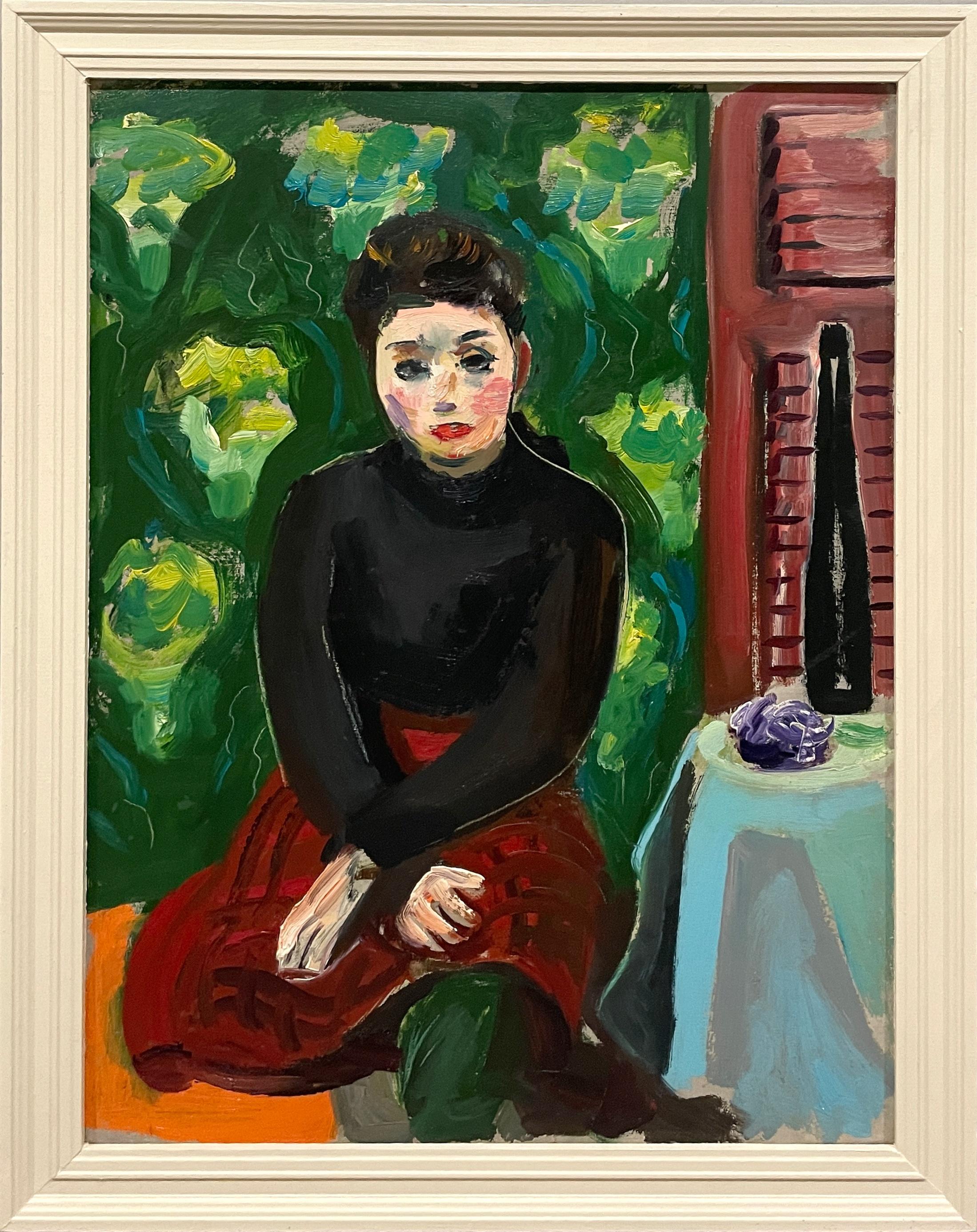 Captivant portrait moderne d'une jeune femme peint par Francis Chapin dans les années 1930