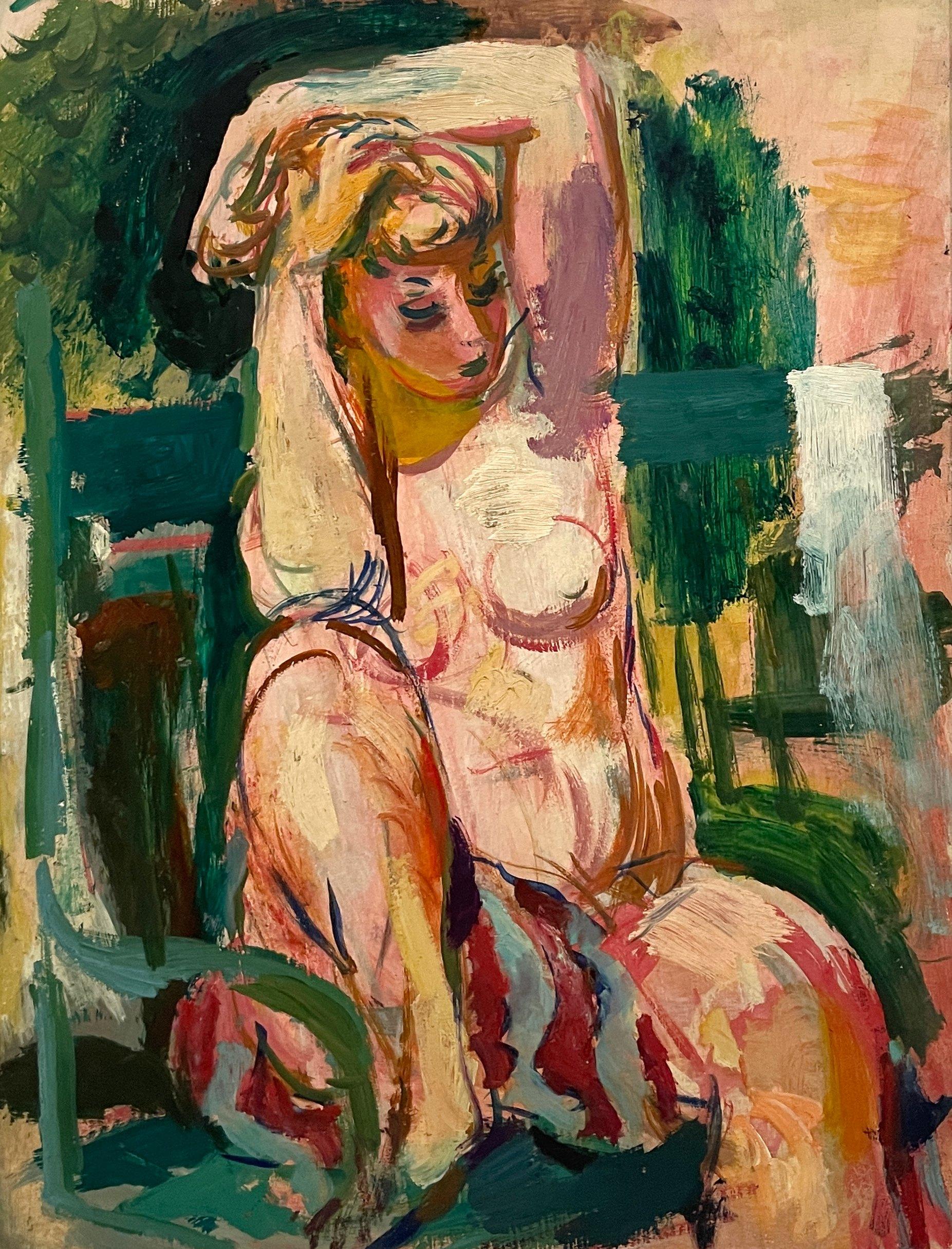 Une captivante peinture moderne des années 1940 représentant un nu féminin assis, réalisée par Francis Chapin en vente 2