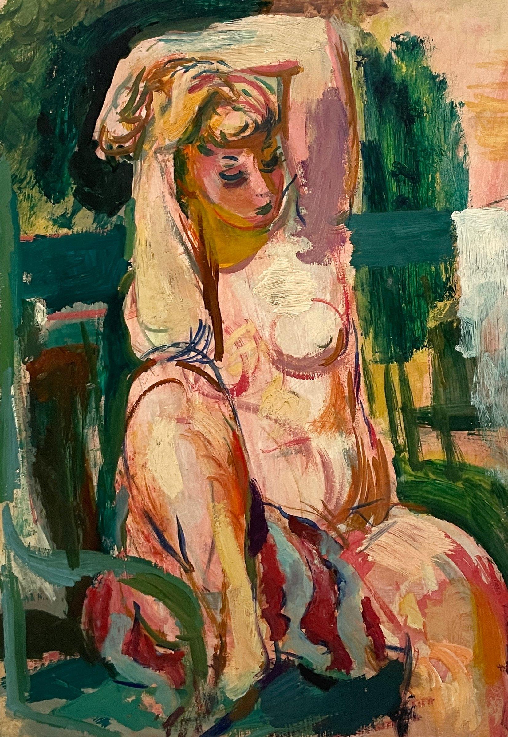 Une captivante peinture moderne des années 1940 représentant un nu féminin assis, réalisée par Francis Chapin en vente 4