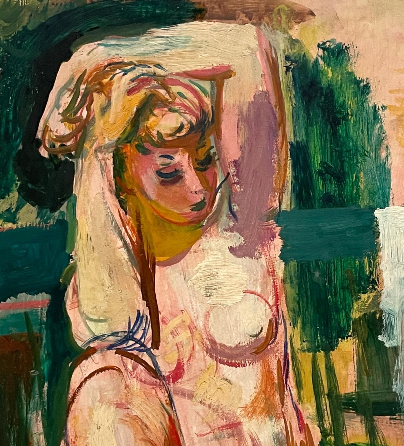 Une captivante peinture moderne des années 1940 représentant un nu féminin assis, réalisée par Francis Chapin en vente 5