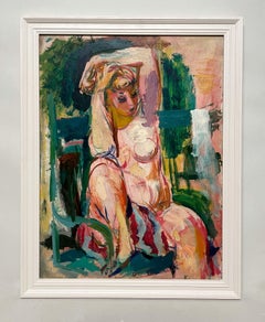 A Captivating 1940s Modern Painting of a Seated Female Nude by Francis Chapin