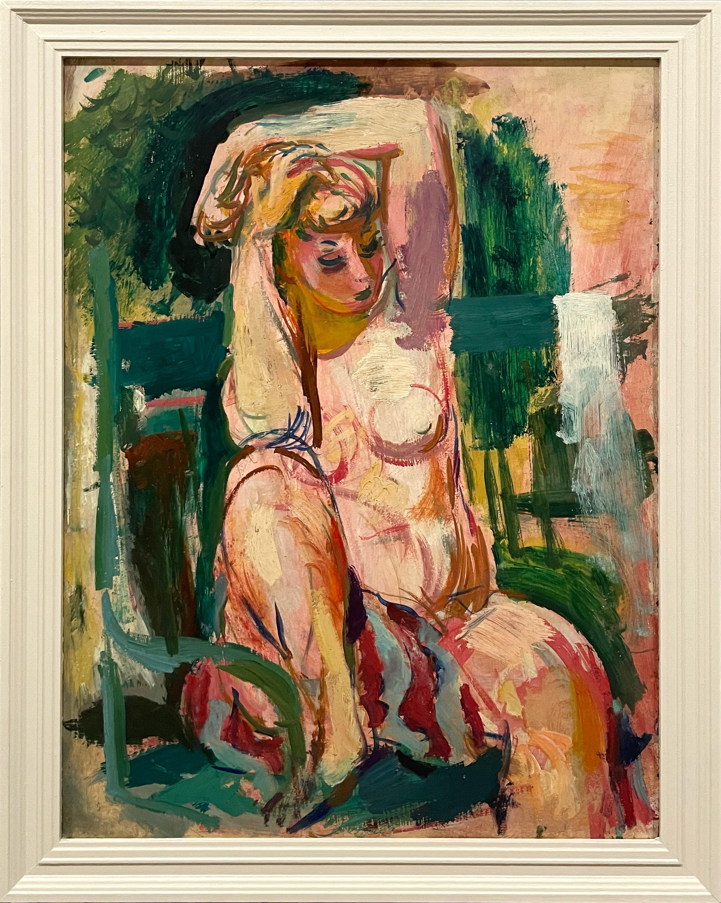 A Captivating 1940s Modern Painting of a Seated Female Nude by Francis Chapin