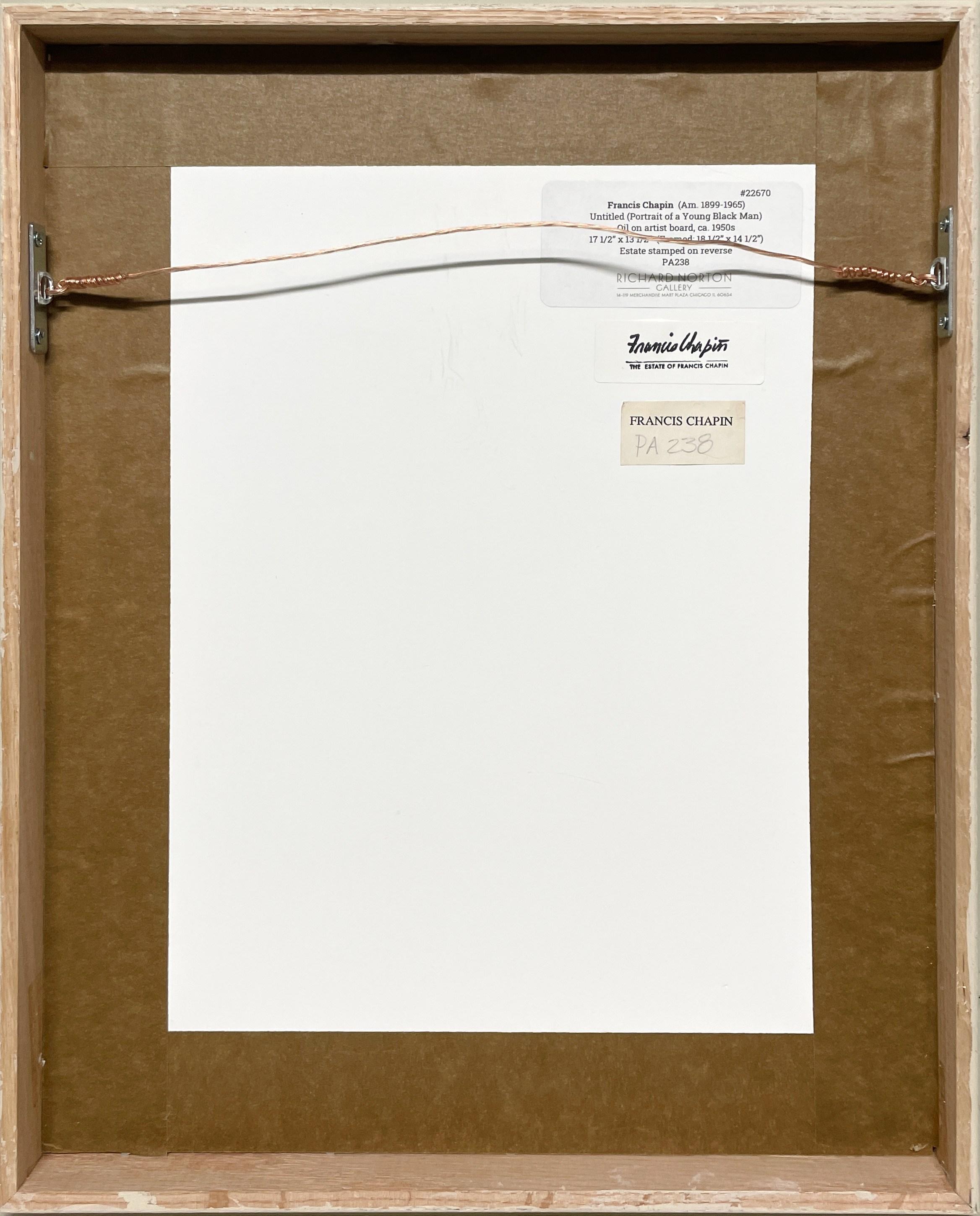 Un captivant portrait moderne d'un jeune homme noir dans les années 1950 par Francis Chapin en vente 7
