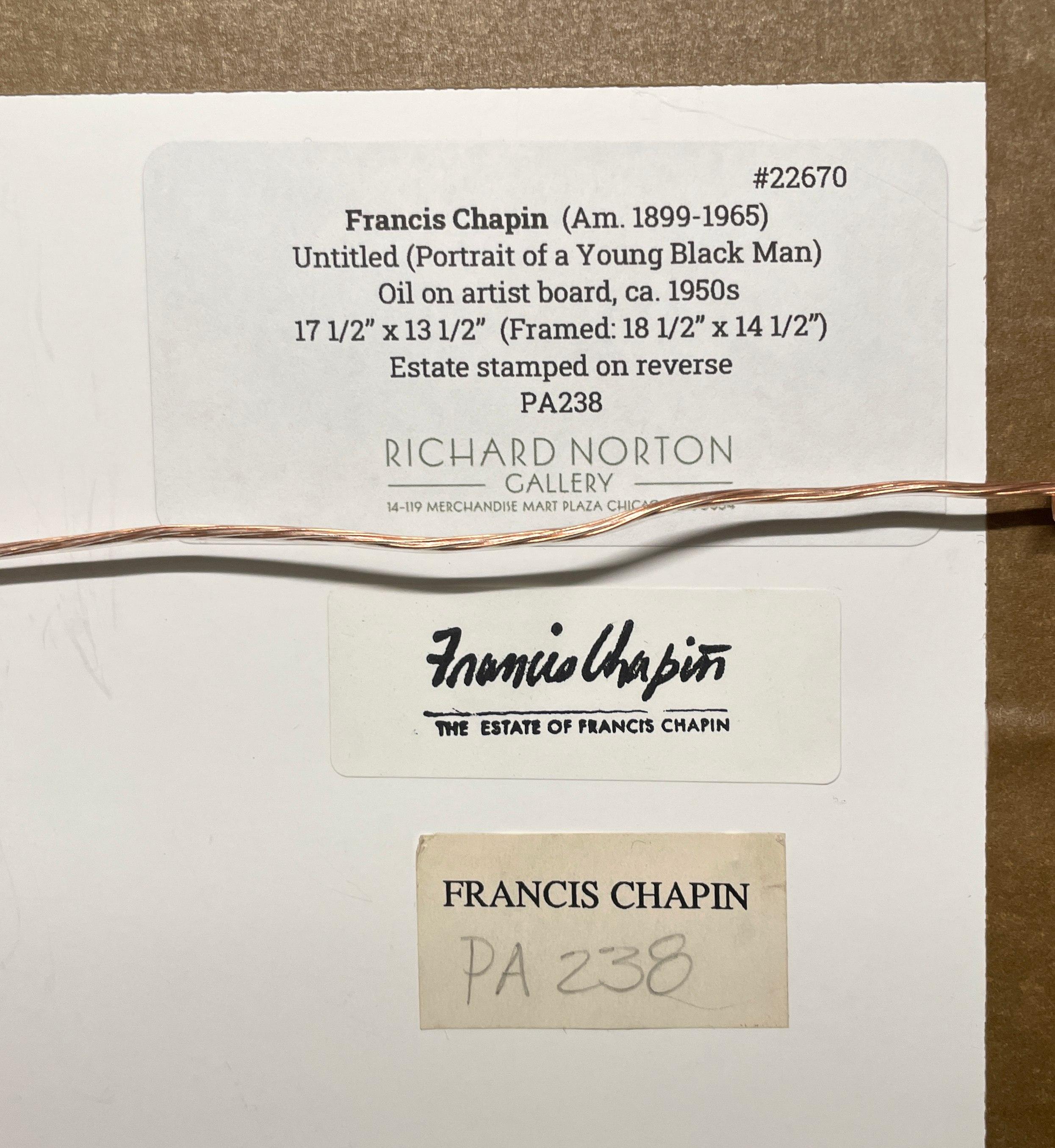 Un captivant portrait moderne d'un jeune homme noir dans les années 1950 par Francis Chapin en vente 8