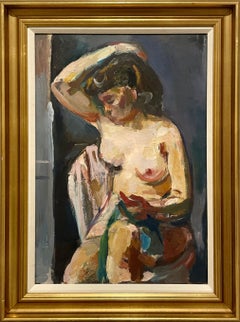 A Captivating Modern Seated Nude in a Studio Interior by Francis Chapin