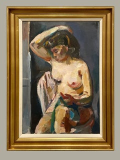 Ein fesselnder moderner sitzender Akt in einem Studio von Francis Chapin