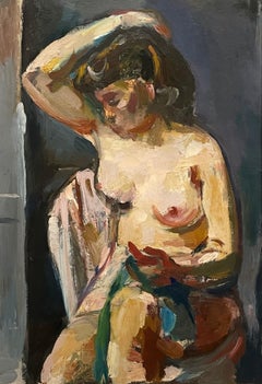 A Captivating Modern Seated Nude in a Studio Interior by Francis Chapin