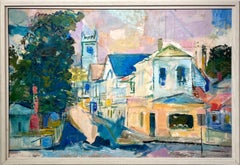 Eine charmante 1950er Martha's Vineyard Straßenszene Gemälde von Francis Chapin
