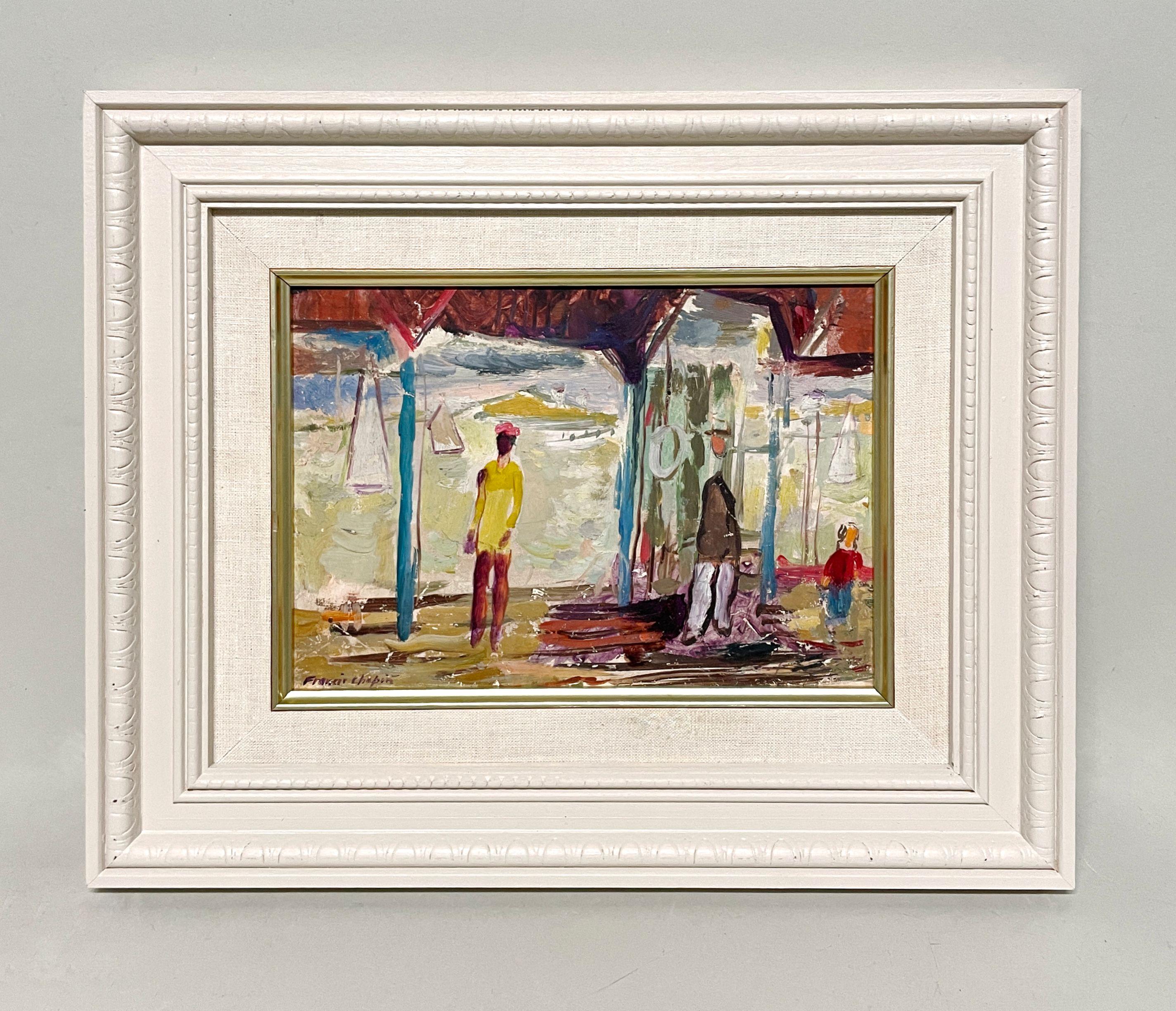 Eine charmante, moderne Hafenszene von Martha's Vineyard aus der Mitte der 1950er Jahre – Painting von Francis Chapin