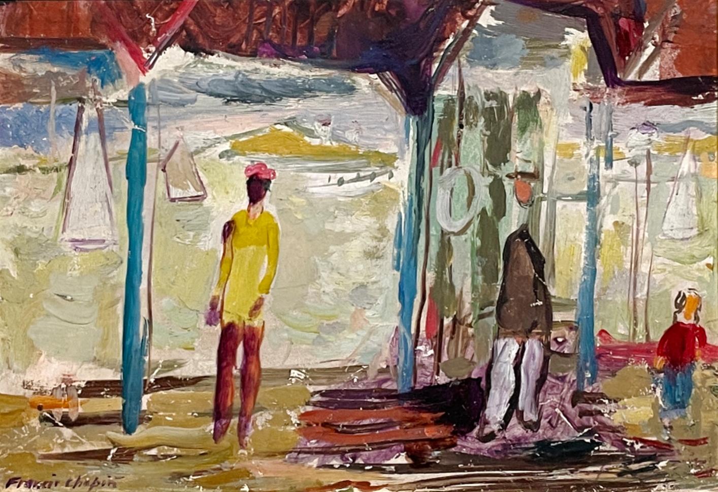 Eine charmante, moderne Hafenszene von Martha's Vineyard aus der Mitte der 1950er Jahre (Amerikanische Moderne), Painting, von Francis Chapin