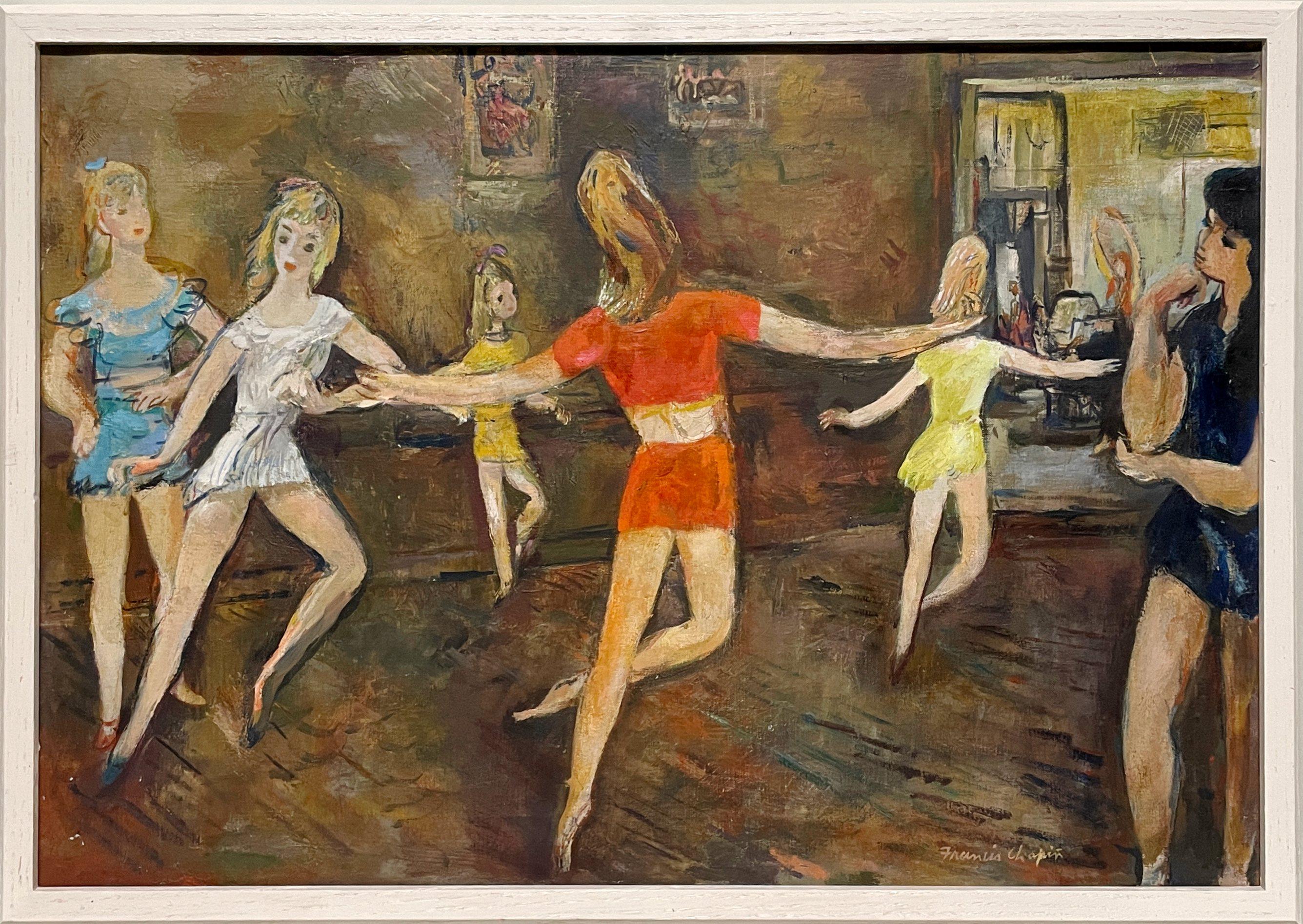 A Charming, 1950s Mid-Century Modern Painting, Ballet Dance Class, Studio Scene en vente 5
