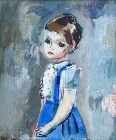 A Charming 1950s Mid-Century Modern Studio Portrait, "Young Girl in Blue"