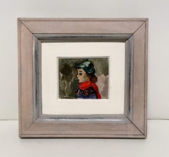 A Charming 1950s Modernist Portrait, Young Girl in Red Scarf by Francis Chapin