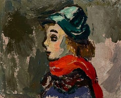 Un encantador retrato modernista de los años 50, joven con bufanda roja, de Francis Chapin