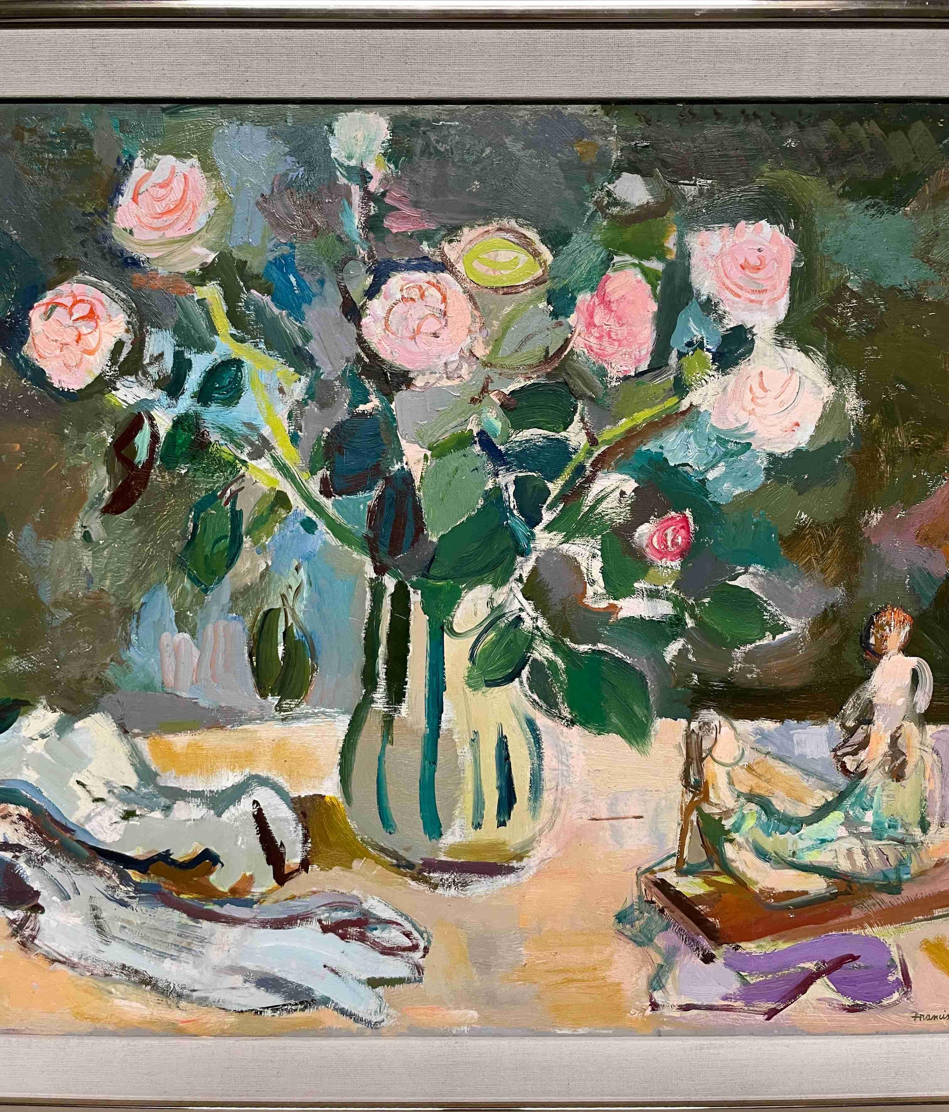 Un'affascinante natura morta degli anni '50 con guanti e rose rosa di Francis Chapin 1